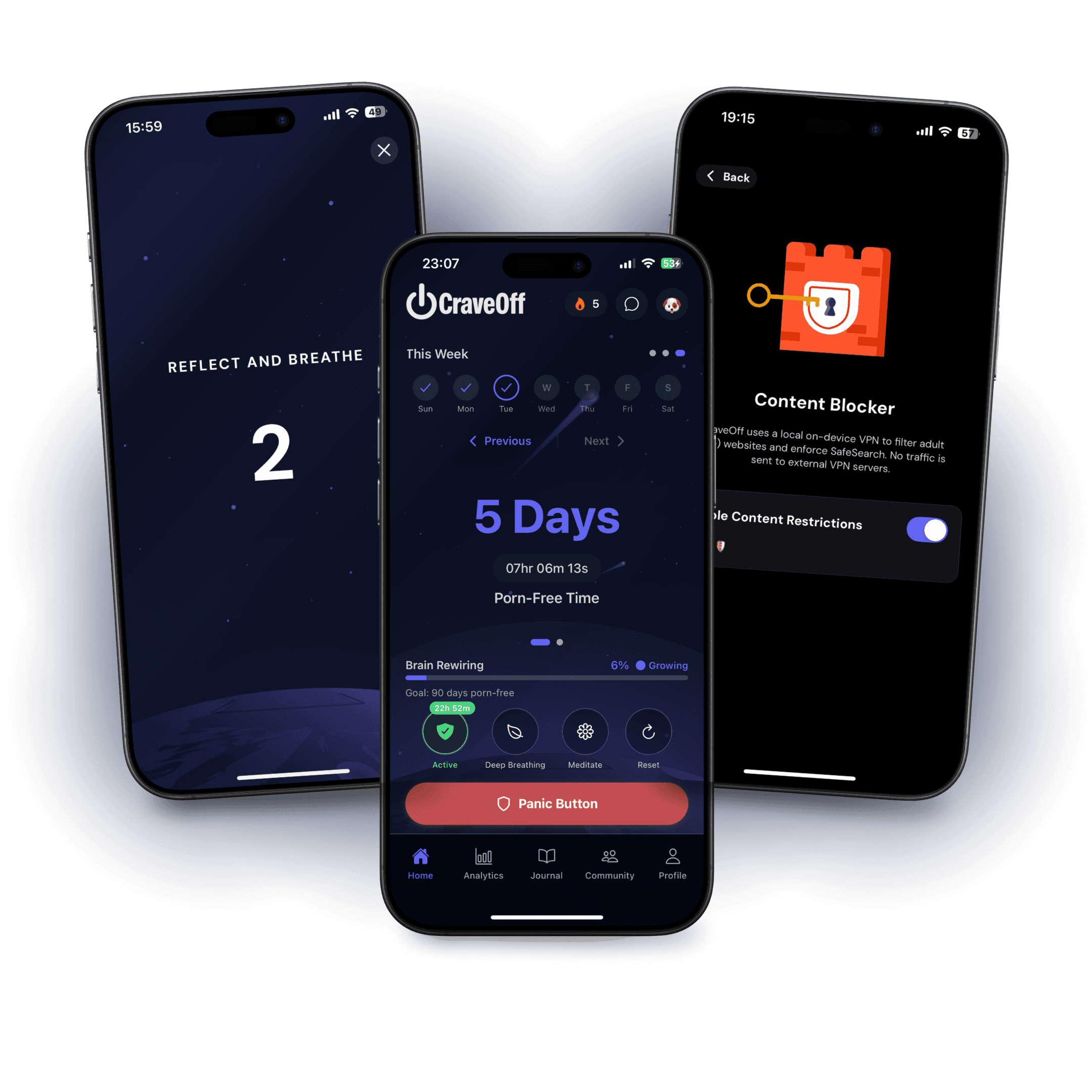 CraveOff app screens